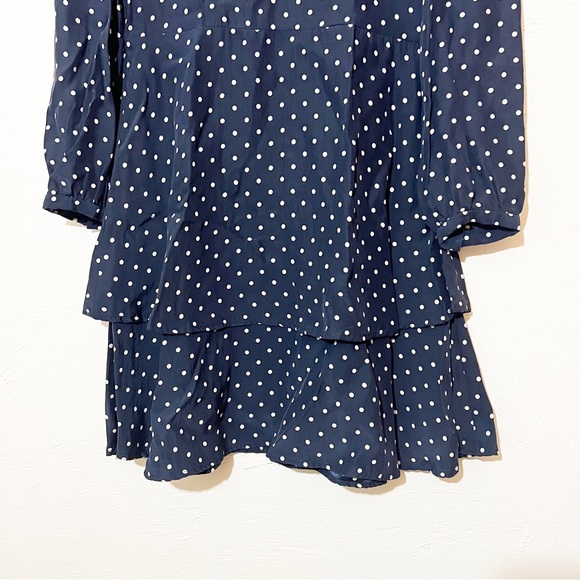 Steven Alan Julieta Peplum Silk Dress Polka Dot Navy Sz S - Picture 4 of 7